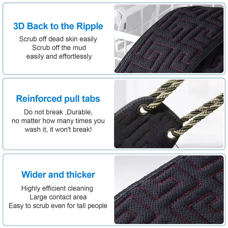 Exfoliating Back Scrubber with Handles - 38" Double-Sided Bath Scrubber