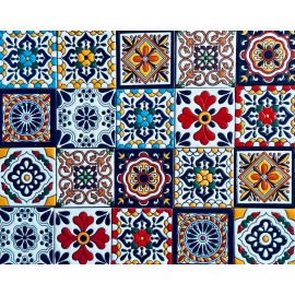 Escanver Azulejo Mosaico Talavera Relieve 10x10 Confeti Mixtos 30 Pzs
