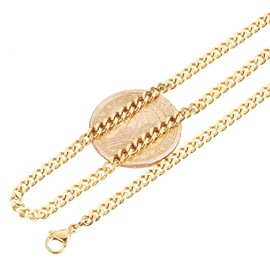 Aplstar Gold Plated Necklace 3.5mm Thick Curb Chain Size: 16 18 20 22 24 30 inch/40 45 50 55 60 75 cm