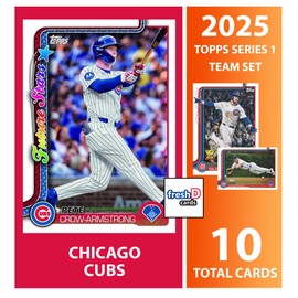 2025 Topps Series 1 Chicago Cubs Baseball Card Team Set Pete Crow-Armstrong PCA Future Stars, Michael Busch RookieTrophy Cup, Dansby Swanson