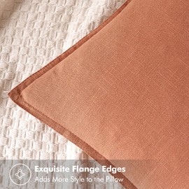 MIULEE Decorative Linen Pillow Covers 18x18 Inch Coral ​Boho Farmhouse​ ​Neutral Couch Throw Pillows for Bed Pack of 2 Accent Outdoor Pillowcase Modern Sofa Cushion Livingroom Home Decor