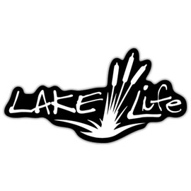 Lake Life Vinyl Decal Sticker | Cars Trucks Vans SUVs Walls Cups Laptops | 7 Inch Decal | White on Black Background | KCD2779