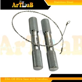Twisted OB Wire with 2 Handles - 23in Braided Wire for Dehorning Cattle, Calving, Horn Cutting Hand Saw | Stainless Steel | 3pcs Set