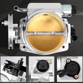 LOREADA LS 102mm Big Mouth Throttle Body for LS1 LS2 LS3 LS6 LS7 LSX GM Gen III IV Engine LS Style 4 Bolt Intake Manifold, with Throttle Position Sensor and Idle Air Control TPS IAC Aluminum Silver