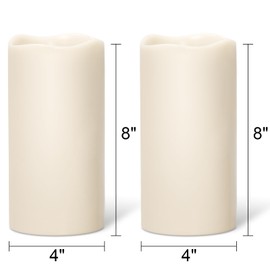 Wondise Solar Powered Candles IP65 Outdoor Waterproof Rechargeable LED Candles Battery Operated Dusk to Dawn Plastic for Camping Patio Porch Lanterns(2 Pack, 4" D x 8" H)