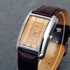 Men's Square Watch Retro Vintage Quartz Analog Silver Tone Case
