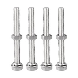4Pcs M8 x 80mm Stainless Steel Bolt Kit - Hex Head Screws with Nuts & Washers for Bike/Motorcycle/Garden DIY Repairs, Fully Threaded Rust-Resistant Hardware Set