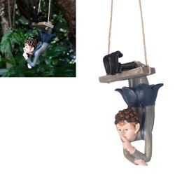 Hanging Elf Garden Statue, Resin Swing Garden Animals, Inverted Elf Garden Statue, Inverted Cute Swing, Forest Fairy Figurine for Garden Backyard Decoration