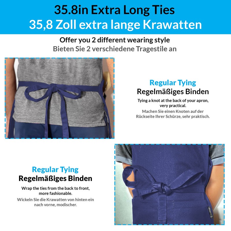 LEFUNDA® Waterproof Apron with 3 Pockets, Adjustable BBQ Apron with