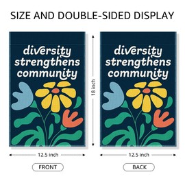 Gkodw Diversity Strengthens Community Garden Flag, Funny Boho DEI Yard Flags for Outside, Diversity Equality Inclusivity Porch Lawn Decor, Civil Rights Flag, Liberal Social Justice Community Yard Sign