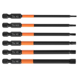 6pcs Magnetic Allen Wrench Drill Bit Set with 1/4 Inch Hex Shank S2 Steel Hex Bits Set H2/H2.5/H3/H4/H5/H6 Metric Impact Hex Head Screwdriver Bit Set (3.93 Inch / 100mm Length) h4 Impact Drill bits