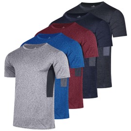 5 Pack Men’s Active Quick Dri Dry Fit Crew Neck T Shirts Athletic Running Gym Workout Short Sleeve Tee Tops Camisas para Hombres Summer