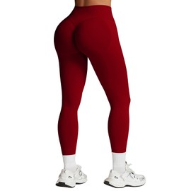 Impact Leggings for Women Hidden Scrunch Butt Leggings Seamless Workout Gym Yoga Pants Compression Tummy Control Scarlett Red M