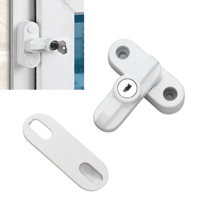 Tissting Window Lock Swivel Latch with 2 Keys, White Aluminium