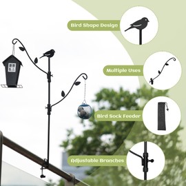 Deck Bird Feeder with Multi-Hooks and Adjustable Branches for Porch