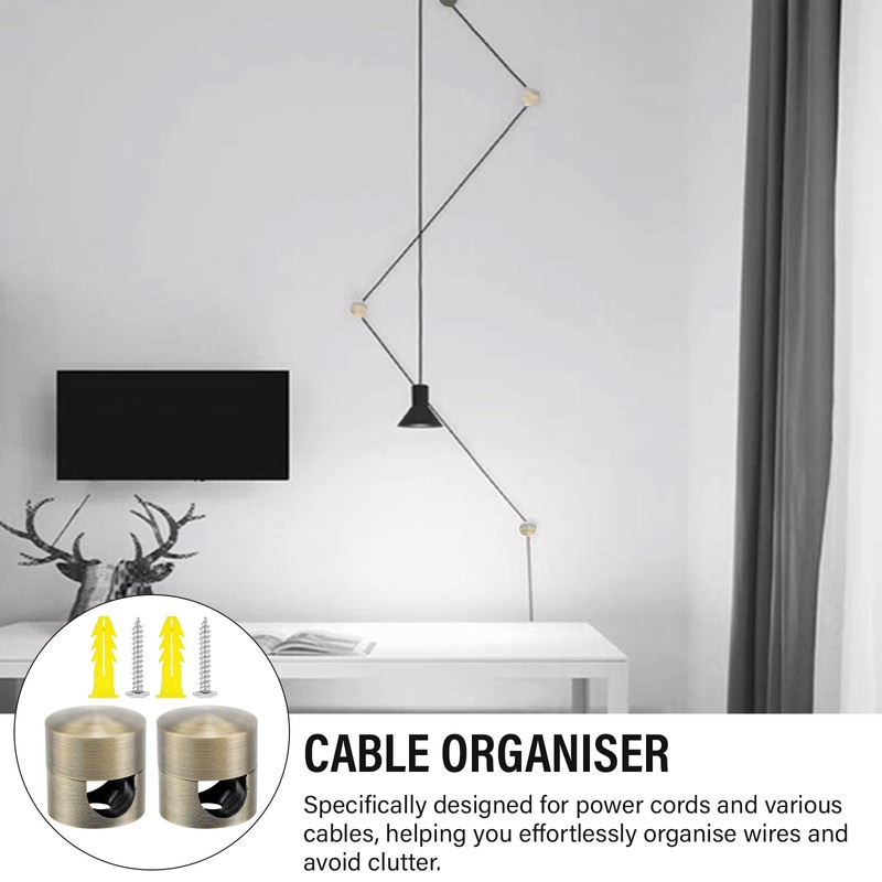 4pcs Adjustable Cable Anchors for Desk, Metal Phone Cord Holders