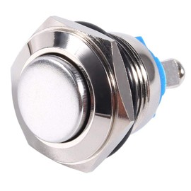Interruptor de botón de bocina de coche, 12 V 16 mm, botón pulsador de metal momentáneo impermeable para automóvil, interruptor de bocina de encendido y apagado, plateado