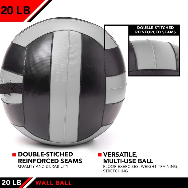 JFIT Wall Ball, 20 LB, Gray/Black