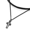 COOLSTEELANDBEYOND Ladies Womens Two-Rows Black Choker Necklace with Black Chain