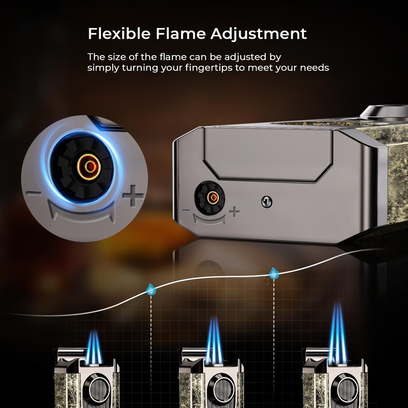 Triple Torch Lighter with Cutter, Built-in Holder, Ideal Gifts for
