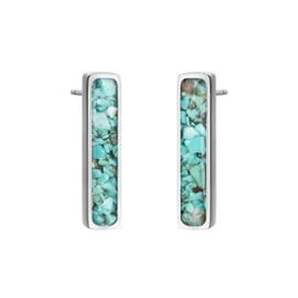 Lauren-Spencer Gemstone Mini Bar Stud Earrings for Women Dainty Turquoise Malachite Sodalite Tumbled Stone Earrings Hypoallergenic Stainless Steel Bar Earrings Studs for Women Jewelry (Green Turquoise)