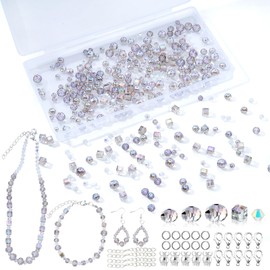 JADVY Premium Glass Crystal Beads for Bracelets Making Kit, 250 pcs Phantom Purple Crystal Beads for Jewelry Making Kit, 4/6/8 mm Crystal Beads & Bead Assortments, Gemstone Beads for Crafts…