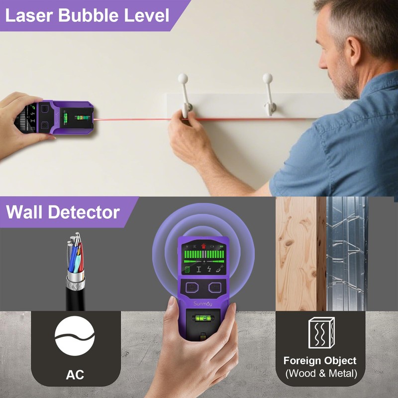 SUNMAY Stud Finder Wall Scanner - 7 in 1 Stud