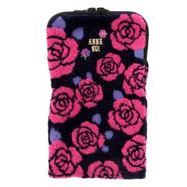 ANNA SUI 001082-0002-01 Zippered Towel, PET Bottle Case, Rose Embroidery, Pink, Women's, Women's,, Pink