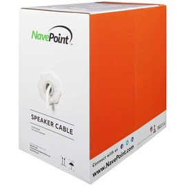 NavePoint 250ft in Wall Audio Speaker Cable Wire CL2 14/4 AWG Gauge 4 Conductor Bulk White
