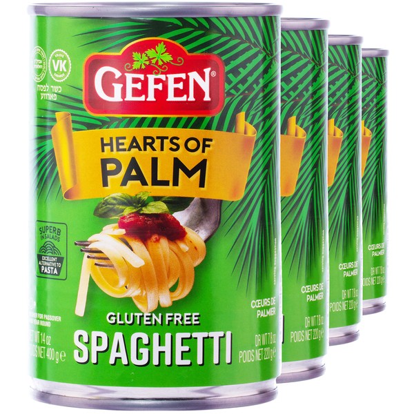 Gefen, Hearts of Palm Spaghetti Noodles, 14oz (4 Pack) Gluten Free & Low Carb Pasta