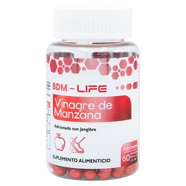 BDM-LIFE Vinagre de Manzana con Jengibre, Suplemento Alimenticio, Apoyo Digestivo y Metabolismo, 60 cápsulas                                          