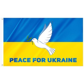 Peace For Ukraine Flag 5x8FT Ukrainian Pigeon Dove Peace Bird Flag Vibrant Color Fade Resistant Polyester with Grommets (5x8FT)