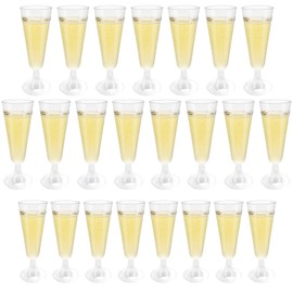 YAKLEE Plastic Champagne Glasses, Pack of 25, 150 ml, Reusable Champagne Glasses, Transparent Plastic Champagne Flutes, Champagne Flutes for Weddings, Birthdays, Bridal Showers, Stag Parties,