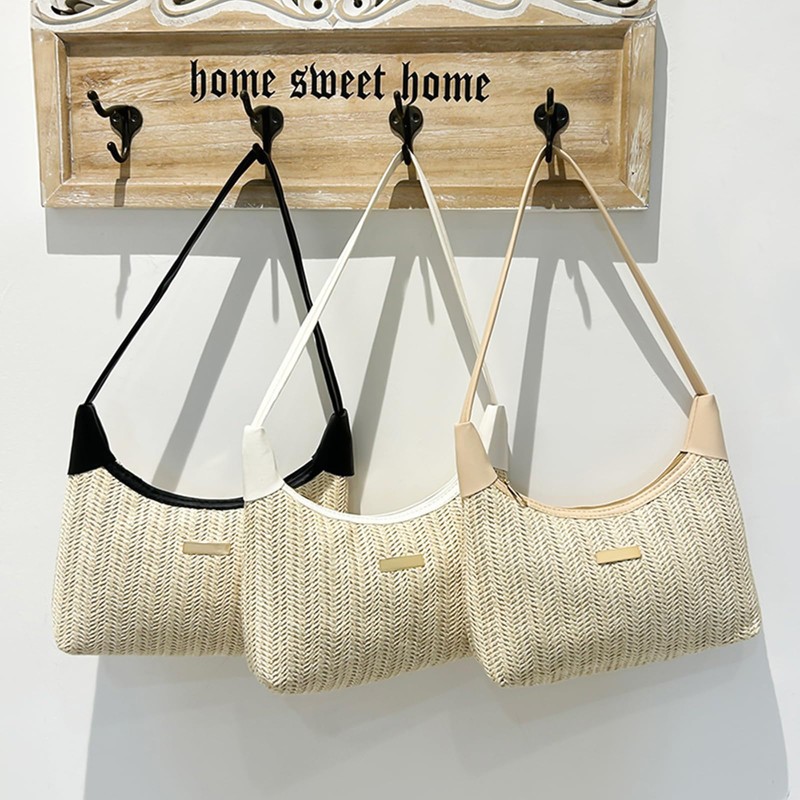 Mabecol Women's Straw Shoulder Bag - Summer Hobo Bag Handbag