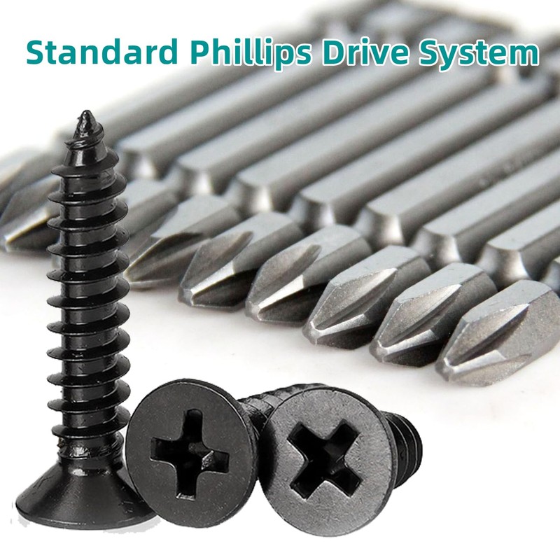 EBAIJQUO M5*25mm Phillips Flat Head Wood Screws Black Xylan Coated
