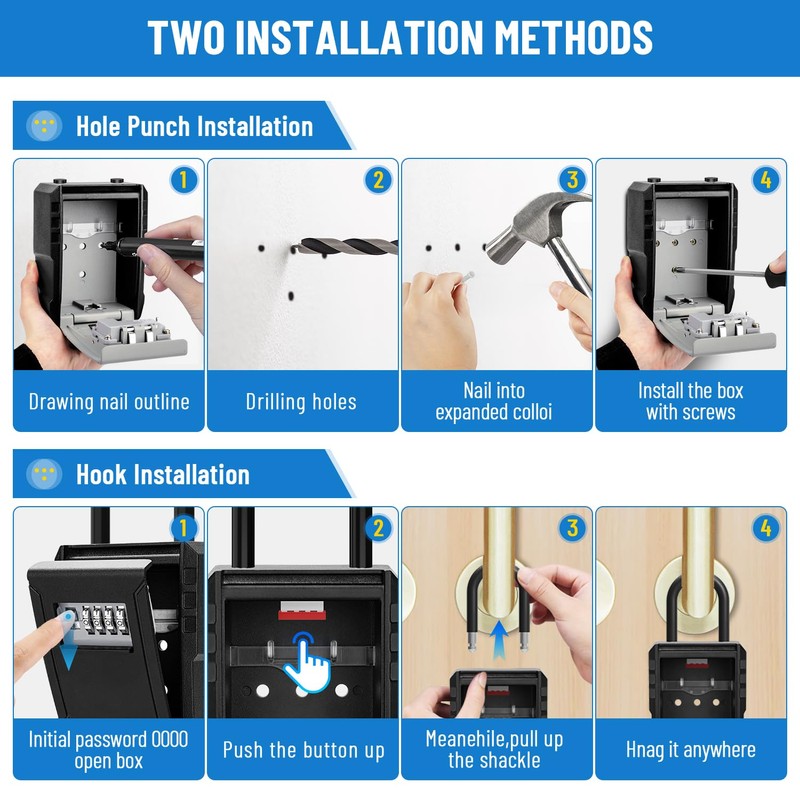 NEWIROVE Large Key Safe Wall Mounted & Hanging Key Cabinet