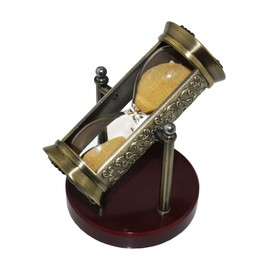 RUMIUSE Sand Timers, Embossed 3 Minute Hourglass with Golden Sand, Vintage Bronze Rotating Sand Clock, Antique Reloj De Arena, Engraving Metal Hour Glass for Kid, Gift, Desk, Office, Home Decoration