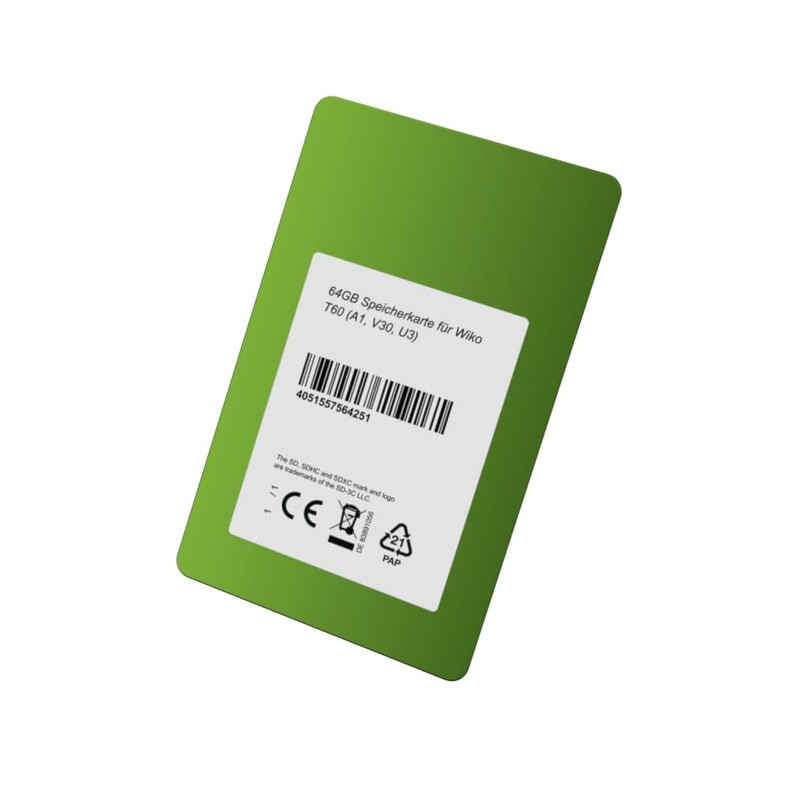 64 GB Memory Card for Wiko T60 (A1, V30, U3)