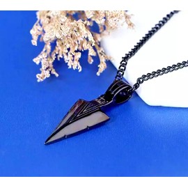 Fashion Jewelry LARGE TRIBAL ARROWHEAD ARROW SPEAR NATIVE Black Chain 22" Necklace Pendant men