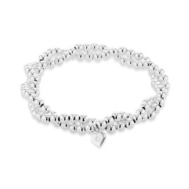 Tuscany Silver Women's Sterling Silver Stretch 4mm Twist Ball Bracelet of 19cm/7.5"