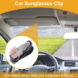 Hihaha Car Sunglasses Clip Universal Sun Visor Sunglasses Holder for Car ABS,Diamond White 6.5x3cm 1 Pcs
