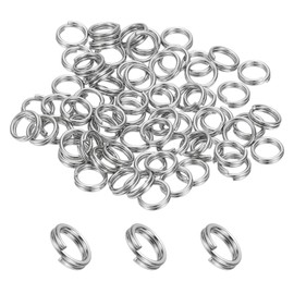 PATIKIL Round Split Ring, 60 Pcs 4mm Small Split Rings with Double Loops Metal Small Key Circle for Key Chains Jewelry Making DIY Crafts Ornaments Accessories Pendants, Silver