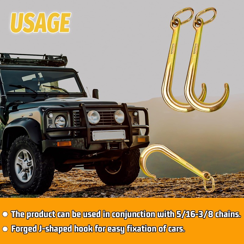 SENKEYFE 15 Inch J Hook G70 Heavy Duty Towing Hooks