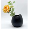 Hand-Carved Black Flower Vase - 5.75" H Tall Resin Vases