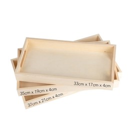 Ideen mit Herz Set of 3 Wooden Rectangular Trays Various Sizes