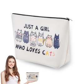 DWFEYOI Cat Makeup Bags for Women Cute Gifts for Cat Mothers for Cat Lovers Cute Cat Things Cosmetic Bag with Cat Motif and Zipper, Gift for Cat Lovers