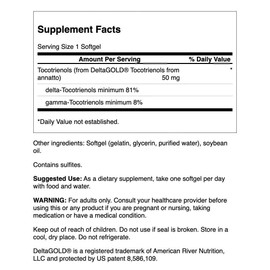 Swanson Deltagold Tocotrienols - Annatto & Vitamin E Tocotrienols - 99% Tocopherol Free (60 Softgels, 50mg Each) (2 Pack)