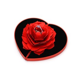 3D Rose Ring Box Valentine's Day Ring Box Pop Up Rose Ring Box Jewellery Boxes Gift Box Ring Box for Wedding Engagement Ring Valentine's Day