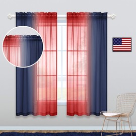 Patriotic Decorations for the Home Set of 2 Sheer Panels Rainbow Kids Teen Boys Bedroom Students Classroom Backdrops Navy Blue and Red Patriotic Decor for Independence Day Party Outside Living Room