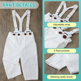 Bunnycool 5 Pcs Baby Boy Baptism Outfits Includes Shirt Beret Hat Suspender Pants Shoes Socks Christening Outfits for Boys(6-12 Months)